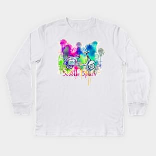 Vespa Scooter Splash Kids Long Sleeve T-Shirt